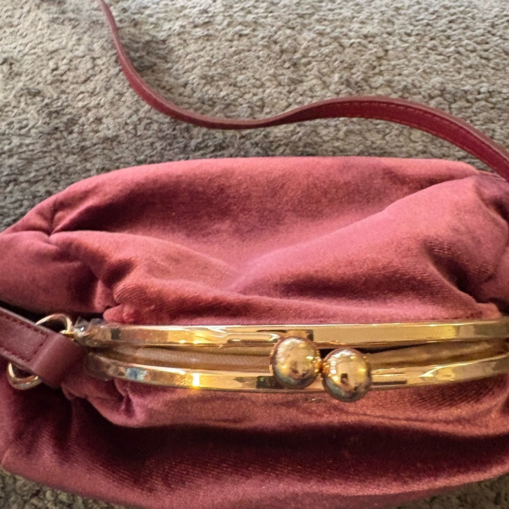 LC Lauren Conrad Wine Satin Clutch - Picture 2 of 6